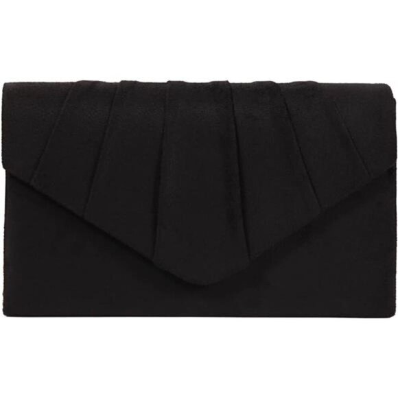 Clutch Purse Evening Bag for Women Evening Wedding Party Velvet Suede Pleated - Picture 1 of 7